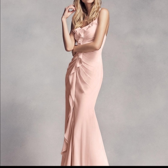 Vera Wang Size 0 Bridesmaid Prom Gown Blush Dress - Picture 6 of 7